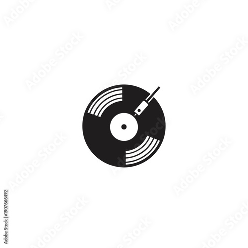 Vinyl Record Turntable Icon for Music Playback and Vintage Audio Design
