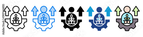 Personal development icon set multiple style collection