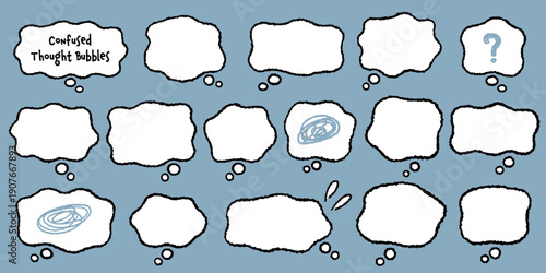 悩み中の気持ちを表すもやもや吹き出し