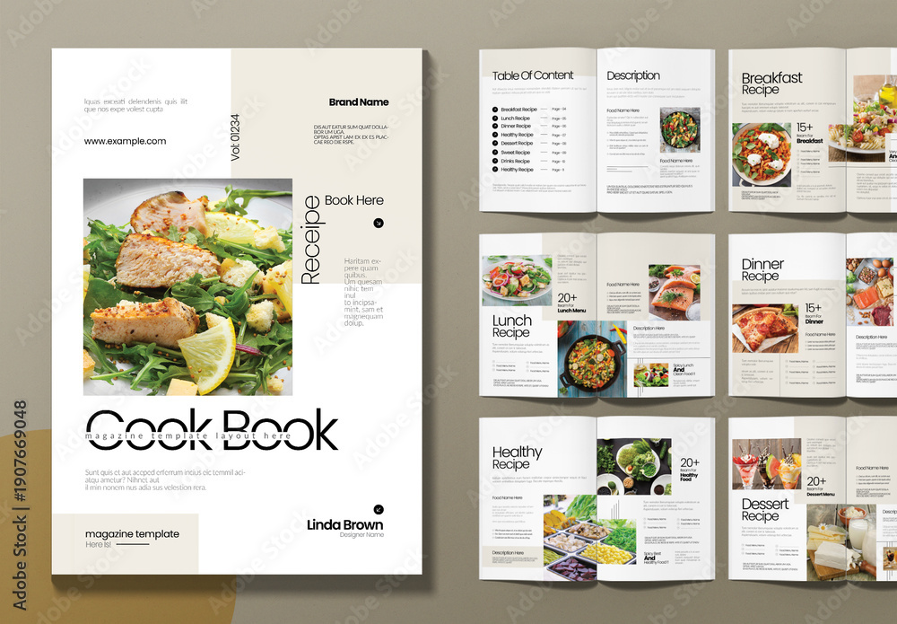 Cookbook Template Design Layout Stock Template | Adobe Stock