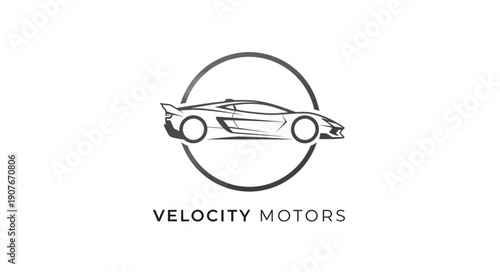 Black and White Sports Car Logo.