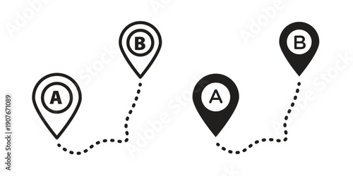 Path A to B icons for web developers and designers,