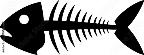 Fish bone skeleton silhouette vector illustration