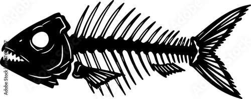 Fish bone skeleton silhouette vector illustration