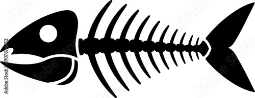 Fish bone skeleton silhouette vector illustration