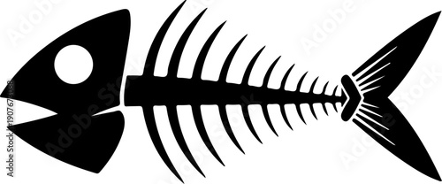 Fish bone skeleton silhouette vector illustration