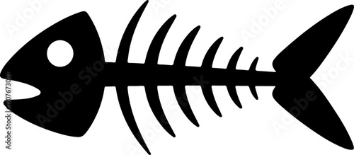 Fish bone skeleton silhouette vector illustration