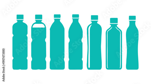a set of uncomplicated icons of a rectangular drink bottle displayed on a white canvas