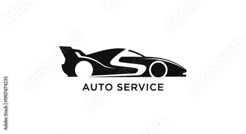 Black Sports Car Auto Service Logo.