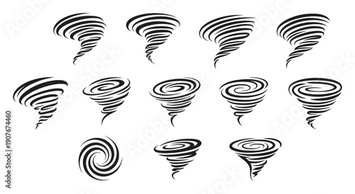 Collection of Stylized Tornado and Vortex Illustrations