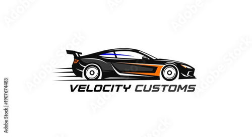 Black Sports Car Customized Illustration.