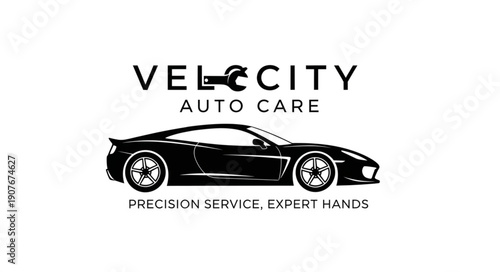Black Sports Car Auto Care Logo.