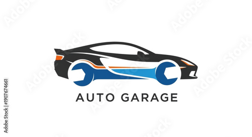 Black Sports Car Auto Garage Logo.