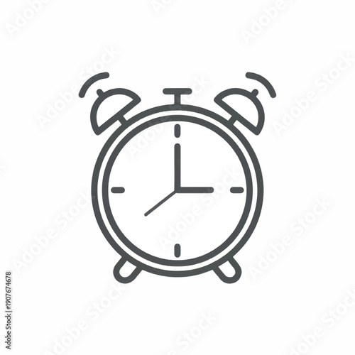 Vintage Alarm Clock Icon with Ringing Bells.