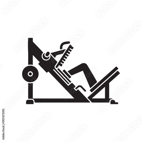 Leg press machine icon. Simple solid style. Fitness, gym, training, workout, muscle, power, strength, legs, sport equipment concept. Silhouette, glyph symbol. Vector isolated design
