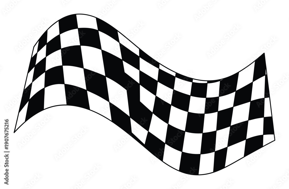 Naklejka premium Wavy Black and White Checkered Flag Symbolizing Victory and Speed