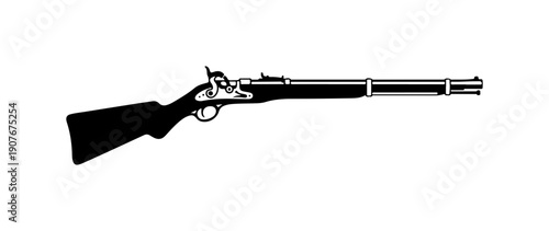 Black and White Vector Illustration of a Rifle