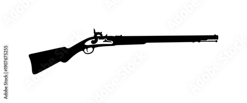 Black and White Vector Illustration of a Rifle