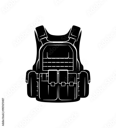 Black Tactical Vest Vector Silhouette