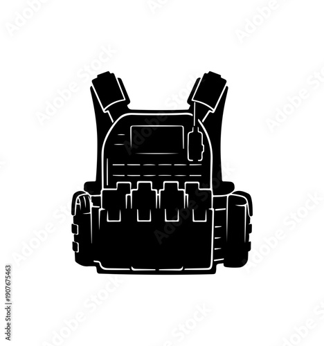 Black Tactical Vest Vector Silhouette
