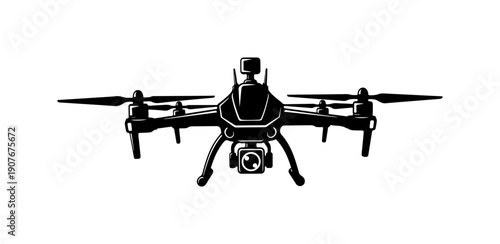 Modern Quadcopter Drone Vector Silhouette
