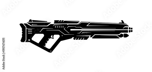 Futuristic Sci-Fi Assault Rifle Vector Illustration