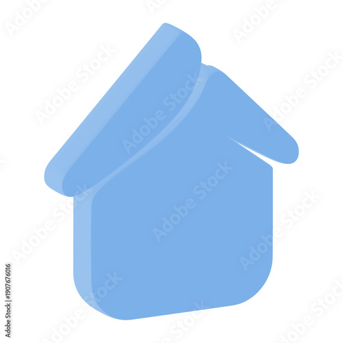 Bild auf Leinwand 3D Home Icon Transparent Background – Blue House Symbol, Homepage Navigation UI