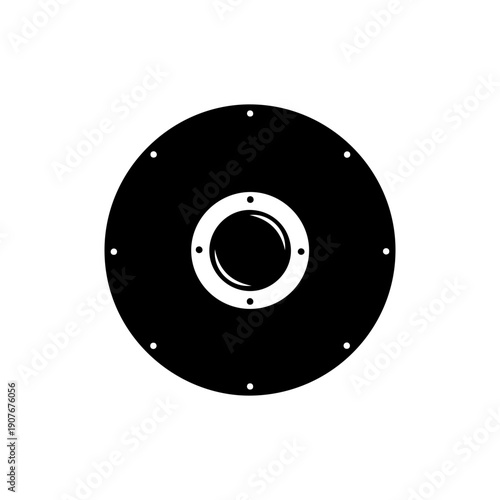Black Circular Mounting Plate with Center Hole and Fasteners