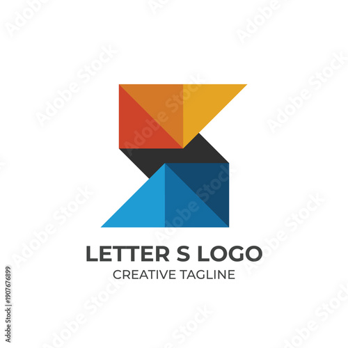 Free Download Abstract Curved S Shape Logo with Color Segments Flat Vector Design - GFXLoad