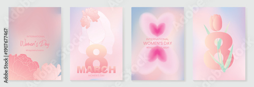 International Womens Day vector poster illustration with clean typography, abstract line art and soft pastel pink background. Minimal design for posters, flyers, covers and social media.