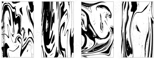  Black and white. Hand drawn marble illustrations, ebru aqua paper and silk prints. Traditional Turkish ebru technique. . 