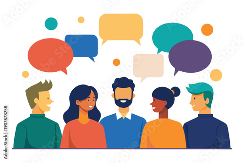 People communication speech bubbles group discussion concept. People Communication Discussion Concept with Speech Bubbles Vector Illustration.