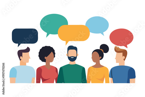 People communication speech bubbles group discussion concept. People Communication Discussion Concept with Speech Bubbles Vector Illustration.