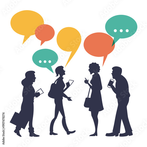 People communication speech bubbles group discussion concept. People Communication Discussion Concept with Speech Bubbles Vector Illustration.