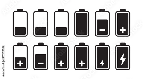 Minimal battery indicator icon pack for technology and system UI design