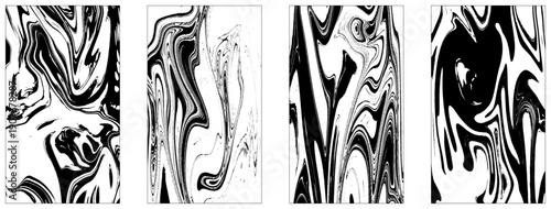  Black and white. Hand drawn marble illustrations, ebru aqua paper and silk prints. Traditional Turkish ebru technique. . 
