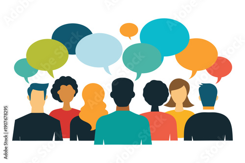 People communication speech bubbles group discussion concept. People Communication Discussion Concept with Speech Bubbles Vector Illustration.