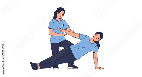 Physiotherapist Assisting Patient With Side Plank Rotation