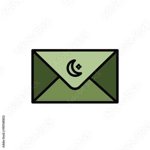 Free Download Simple green envelope icon with crescent moon symbol - GFXLoad