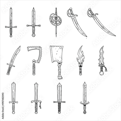 Medieval swords and daggers for fantasy stories