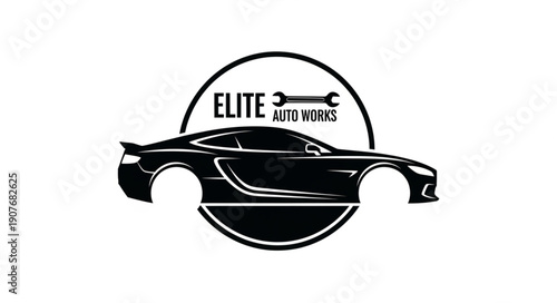 Black Sports Car Logo Design.