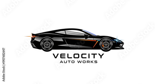 Black Sports Car Logo Design.