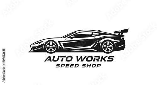 Black Sports Car Logo Design.