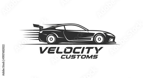 Black Sports Car Racing Logo.
