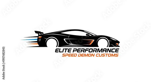 Black Sports Car Racing Illustration.