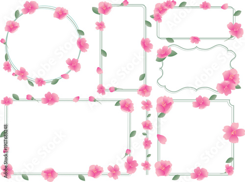 春の桜の花びらフレーム