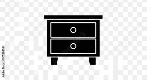 Minimal Black Nightstand Drawer Icon