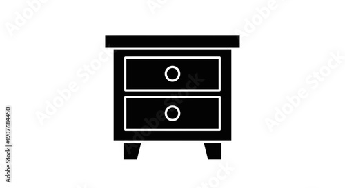 Minimal Black Nightstand Drawer Icon