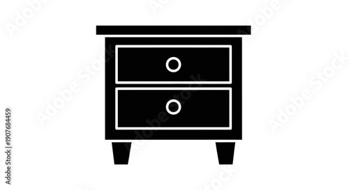 Minimal Black Nightstand Drawer Icon