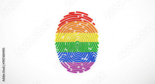 Rainbow colored fingerprint on white background symbolizing diversity and inclusivity vibrant lgbtq pride concept